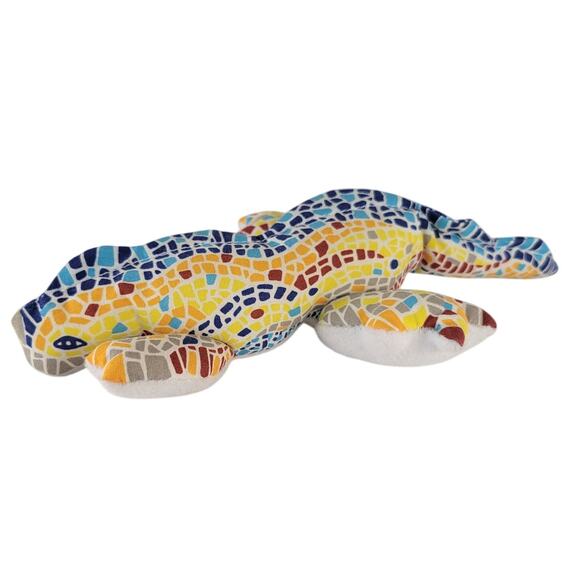 Mosaic Lizard Plush Stuffed Animal 9" Colorful Reptile Toy Spain Beanie Filling - Picture 2 of 14